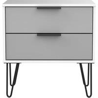 Ready Assembled 2 U Fuji 2 Drawer Side Table (Ready Assembled) in Light Grey