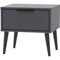 Ready Assembled 2 U Fuji 1 Drawer Bedside (Ready Assembled) in Dark Grey