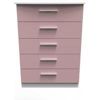 Ready Assembled 2 U Harrow 5 Drawer Chest (Ready Assembled) in Dusty Pink