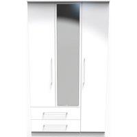Ready Assembled 2 U Chester Triple Mirror Wardrobe with 2 Drawers (Ready Assembled) in White