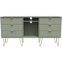 Ready Assembled 2 U Chevron 6 Drawer Sideboard (Ready Assembled) in Pale Green