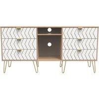 Ready Assembled 2 U Chevron 6 Drawer Sideboard (Ready Assembled) in Off-White