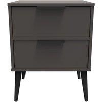 Ready Assembled 2 U Fuji 2 Drawer Bedside Cab(Ready Assembled) in Dark Grey
