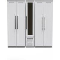 Ready Assembled 2 U Howard Tall 5 Door 2 Drawer 1 Mirror Wardrobe (Ready Assembled) in White