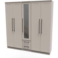 Ready Assembled 2 U Howard Tall 5 Door 2 Drawer 1 Mirror Wardrobe (Ready Assembled) in Taupe