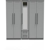 Ready Assembled 2 U Howard Tall 5 Door 2 Drawer 1 Mirror Wardrobe (Ready Assembled) in Dark Grey