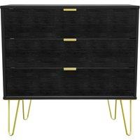 Ready Assembled 2 U Fuji 3 Drawer Chest (Ready Assembled) in Black