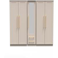 Ready Assembled 2 U Helmsley Tall 5 Door 2 Drawer 1 Mirror Wardrobe (Ready Assembled) in Taupe