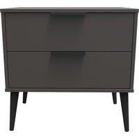 Ready Assembled 2 U Fuji 2 Drawer Side Table (Ready Assembled) in Dark Grey