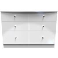 Ready Assembled 2 U Broadway 6 Drawer Wide Chest with LED lights (Ready Assembled) in White