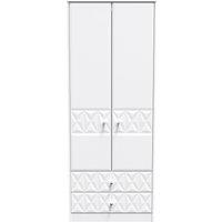 Ready Assembled 2 U Toledo 2 Door 2 Drawer Wardrobe (Ready Assembled) in White