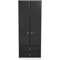 Ready Assembled 2 U Toledo 2 Door 2 Drawer Wardrobe (Ready Assembled) in True Black