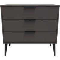 Ready Assembled 2 U Fuji 3 Drawer Chest (Ready Assembled) in Dark Grey