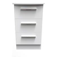 Ready Assembled 2 U Harrow 3 Drawer Bedside Cab(Ready Assembled) in White