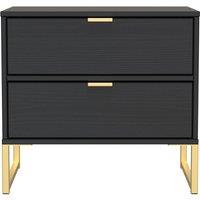 Ready Assembled 2 U Madrid 2 Drawer Bedside Cab(Ready Assembled) in Black