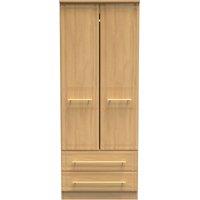 Ready Assembled 2 U Hereford 2 Door 2 Drawer Wardrobe with Shelf & Hang(Ready Assembled) in Light Oak