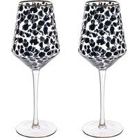 Frida Set of 2 Leopard Print Wine Glasses
