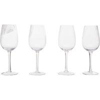 Orsina Fluted Design Set of Four Wine Glasses, Stylish Glassware, Premium Drinking Glasses For Special Occasions in Clear