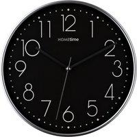 Hometime Round Black Wall Clock Silver Hands 12"