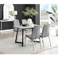 FurnitureboxUK Carson White Marble Effect Dining Table & 4 Isco Chairs in Grey