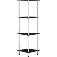 Berkfield Home 4-Tier Shelf Black 30x30x100 cm Tempered Glass | Size: 30 x 30 x 100 cm