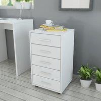 Berkfield Home Office Drawer Unit with Castors 5 Drawers White