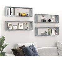 Berkfield Home Wall Cube Shelves 4 pcs Grey Sonoma 80x15x26.5 cm Engineered Wood