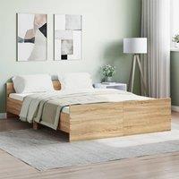Berkfield Home Bed Frame with Headboard & Footboard Sonoma Oak 140x190 cm in Brown