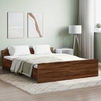 Berkfield Home Bed Frame with Headboard & Footboard Brown Oak 140x200 cm