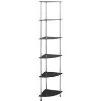 Berkfield Home 6-Tier Shelf Black 30x30x160 cm Tempered Glass | Size: 30 x 30 x 160 cm