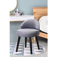Grey Velvet Low Back Dressing Footstool with Solid Wood Legs