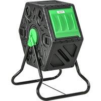 OUTSUNNY 65L Garden Compost Bin, Barrel Rotating Composter with Steel Legs in Green