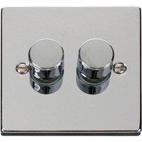 SE Home Polished Chrome 2 Gang 2 Way LED 100W Trailing Edge Dimmer Light Switch in Metallic Silver