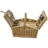 Red Hamper Wicker Butterfly Lidded 4 Person Fitted Farmhouse Picnic Basket in Yellow