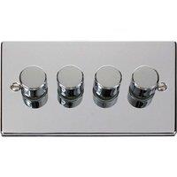 SE Home Polished Chrome 4 Gang 2 Way LED 100W Trailing Edge Dimmer Light Switch in Metallic Silver