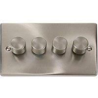 SE Home Satin / Brushed Chrome 4 Gang 2 Way LED 100W Trailing Edge Dimmer Light Switch in Metallic Silver