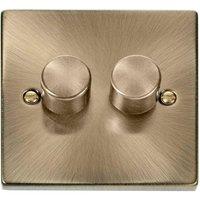 SE Home Antique Brass 2 Gang 2 Way LED 100W Trailing Edge Dimmer Light Switch in Gold
