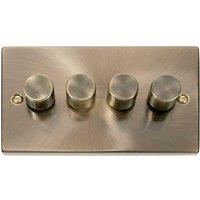 SE Home Antique Brass 4 Gang 2 Way LED 100W Trailing Edge Dimmer Light Switch in Gold
