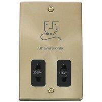 SE Home Satin / Brushed Brass Shaver Socket 115v/230v in Gold