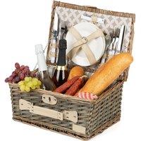 LIVIVO Traditional Picnic Wicker Basket - Including 30 Piece Cutlery Set in Natural