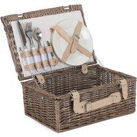 Red Hamper Wicker 35cm 2 Person Fitted Picnic Basket in White