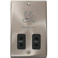 SE Home Satin / Brushed Chrome Shaver Socket 115v/230v in Metallic Silver