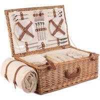 Red Hamper Wicker Deluxe Fully Fitted Traditional Picnic Basket in White | Size: 4 Person