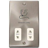 SE Home Satin / Brushed Chrome Shaver Socket 115v/230v in Metallic Silver