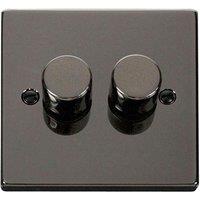 SE Home Black Nickel 2 Gang 2 Way LED 100W Trailing Edge Dimmer Light Switch