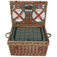 Red Hamper Wicker Burghley 4 Person Green Tweed Fitted Picnic Basket