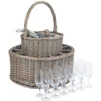 Red Hamper Wicker Chilled Drinks Picnic Basket in Grey