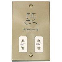 SE Home Satin / Brushed Brass Shaver Socket 115v/230v in Gold