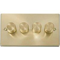 SE Home Satin / Brushed Brass 4 Gang 2 Way LED 100W Trailing Edge Dimmer Light Switch in Gold