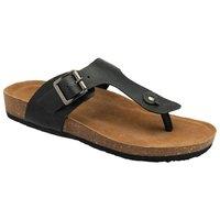 Dunlop Men's 'Amit' Leather Toe-Post Sandals in Black | Size: 10